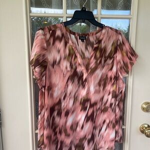 Torrid Pink and Brown Abstract Blouse